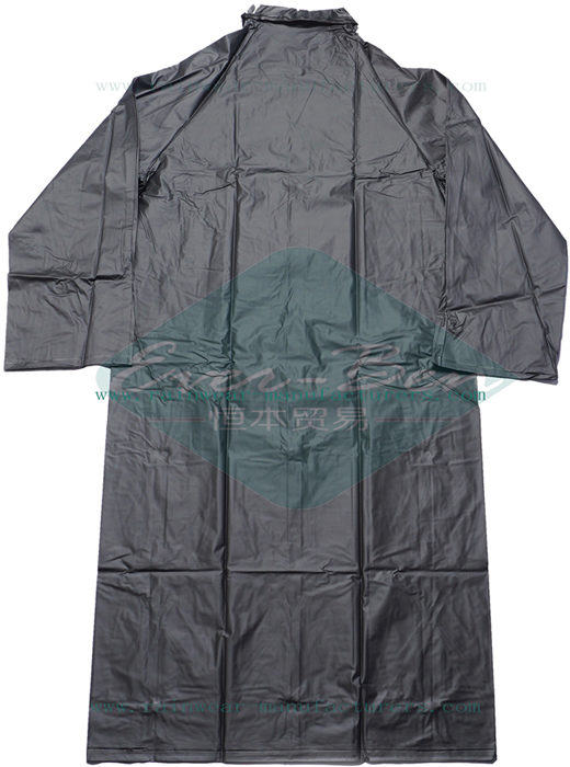Reusable pvc raincoat with hood-black plastic raincoat